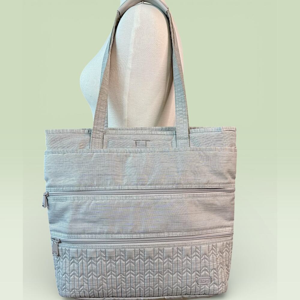 LUG Taxi Fabric Travel Tote Carry On Shoulder Bag Baby Diaper Large Gray Quilted